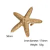 Anel de Verão Cruzado Novo em Aço Inoxidável Estrela do Mar para Mulheres Anel Pulseira de Aço Titânio Banhado a Ouro 18K Que Não Desbota