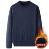 Llegada Nueva 2026 Suéter Casual para Hombre Cuello Redondo Engrosado con Terciopelo Moda Jacquard de Una Pieza Suéter Cálido de Punto con Terciopelo