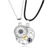 Collar de Proyección Simple Sol Luna de Venta Caliente de Japón y Corea del Sur 100 Idiomas Te Amo Succión Magnética Pareja Cadena Clavicular Lote