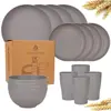 Conjunto de Tigelas e Pratos Transfronteiriços Palha de Trigo Tigela Doméstica Copo Prato Talheres Portáteis Prato de Jantar Prato de Copo Tigela de Arroz