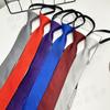 Corbata de hombre coreana azul zafiro color sólido perezosa 5CM versión estrecha monocromática cremallera estampado a mano alzada