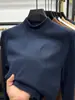 Camiseta Térmica de Capa Base para Hombre con Cuello Semi-Alto, Engrosada para Otoño e Invierno, Sudadera de Felpa por Ambos Lados, Camiseta de Manga Larga