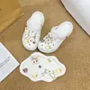 Zuecos del Mismo Estilo Más Vendidos del Libro Rojo, Hebillas de Zapato de Flor, Accesorios DIY, Lazo Marrón, Hebillas de Zapato de Conejo Peludo