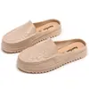 Nuevas Zapatillas Planas Antideslizantes para Madres de Mediana Edad Baotou Zapatillas Baotou Cuero Sintético Tacón Medio Zapatos con Agujeros Para Uso Exterior Zapatillas de Mujer