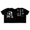 ERD Melancolia Rica Segunda Geração Estilo Americano High Street Estampa de Figura Verão Retrô Camiseta Casual Solta de Manga Curta Masculina e Feminina