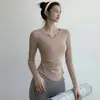 Temporada Nude Feel Secado Rápido Ropa de Yoga para Mujer Adelgazante Transpirable Camiseta Deportiva para Correr Entrenamiento Fitness Top de Manga Larga