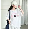 Camiseta de manga corta con estampado de dibujos animados para niños, nuevo modelo 2026 para niñas, camiseta básica de verano dopamina para niños con cuello redondo y media manga