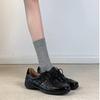 Versión de Piel de Oveja ~ Zapatos Cuadrados Retro Literarios con Cordones para Entrenamiento Moral Estilo Ballet Negros Versátiles Zapatos Pequeños de Cuero para Mujer