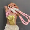 Oro 999 Oro Puro Gato Oro Hola Teléfono Colgante Llavero Regalo para Novia Colgante de Bolsa Kitty