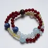 [Sello Azul de Cristal Rojo] Pulsera de Cuarzo Rutilado Dorado de Cristal Natural para Mujeres, Versátil Cristal Blanco Regalo Cristal al por Mayor