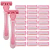 Navaja de afeitar manual de 6 capas para mujer, Rasuradora para depilación de todo el cuerpo para axilas y vello de las piernas, Incluye 36 cuchillas