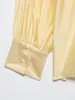 Ropa de Mujer 2026 Nueva Primavera Estilo Europeo y Americano Moda Camisa con Decoración de Lazo de Satén Top Amarillo de Manga Larga con Cinta