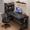 Escritorio de computadora, escritorio de escritorio, escritorio de juegos para el hogar con estantes de almacenamiento, diseño simple y moderno, adecuado para oficina, dormitorio o uso estudiantil como escritorio de escritura o mesa de estudio