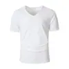 Comercio Exterior de Verano para Hombres Camisetas Casuales de Color Sólido Multicolor con Cuello en V de Manga Corta Ropa Casual para Hombres Amazon Europeo y Americano Transfronterizo