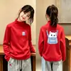 2026 Top de Forro Polar Otoño/Invierno para Niñas Medianas y Grandes Camiseta Elegante de Manga Larga Versátil Prenda Base Moda Cuello Alto Ropa Interior