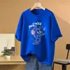 Camiseta Casual de Manga Corta 100% Algodón Puro Talla Grande Holgada para Mujer, Nuevo Estilo 2026, Oculta el Vientre, Adelgazante, Diseño de Dibujos Animados