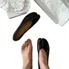 Versión de Piel de Oveja~Zapatos de Cuero Genuino Plegados de Suela Blanda con Punta Dividida para Mujer, Zapatos Mary Jane de Pezuña de Cerdo, Zapatos Pequeños de Cuero Negros, Mocasines Planos