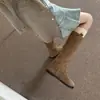 Encuentro de Primera Temporada 2026 Otoño/Invierno Nuevas Botas de Ciclismo de Pierna Recta Hasta la Rodilla Punta Redonda Botas Arrugadas de Media Pantorrilla Botas Altas Largas Mujer