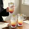 Vasos de vidrio apilables de rayas verticales para uso doméstico, alta estética, para café, Americano helado, leche, bebidas y copas de vino