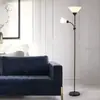 Luminária de chão estilo industrial minimalista em ferro, estilo americano, para quarto e sala de estar, luminária de chão mãe e filho com duas cabeças
