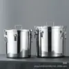 Cubo sellado de acero inoxidable 304 con asa de hebilla, cubo de almacenamiento de arroz, cubo para entrega de alimentos de cantina, cubo sellado para leche para uso comercial