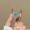 Anel de Renda com Coração de Diamante Brilhante Estilo Vintage de Luxo Leve, Design de Nicho, Elegante e Versátil, Anel Extremamente Bonito