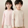 Camiseta de baixo para crianças, outono para meninos em algodão puro, roupa íntima quente para crianças maiores e adolescentes, top de camada interna, pijama para meninas
