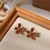 Pendientes de Chica de Hardware Femeninos Franceses Vintage Marrones Simples de Moda Pendientes Maillard para Mujeres