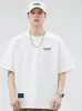 Camiseta Masculina de Algodão Puro Pesado Manga Curta Verão Marca Americana Tendência Solta Casual Versátil Cor Sólida Manga Meia-Manga