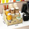 Suporte de armazenamento de copos de papel descartáveis para atacado para lojas de milk tea, dispensador de copos para cafeterias, porta-copos multifuncional de mesa para balcão de bar