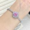 Pulsera Octagonal de Lujo Ligero Flor de Rosa Corte Milenio Color Padparadscha Incrustada con Diamante de Alto Carbono Pulsera de Diamante Rosa Púrpura
