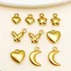 5 Pingentes Pequenos de Aço Inoxidável Dourado Eletrodepositado a Vácuo Lua Coração Estrela de Cinco Pontas Borboleta Pingente Acessórios para Joias DIY