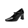Sapatos Femininos Mary Jane de Salto Alto Quadrado Estilo Coreano 2026, Novo Modelo Primavera e Outono com Fivela, Salto Bloco, Bico Aberto, Sapatos de Salto Alto