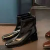 2026 Novo Salto Grosso de 6cm~ Bico Quadrado Francês Zíper nas Costas Botas Curtas Elegantes para o Trabalho Emagrecedoras Botas de Salto Grosso Emagrecedoras Femininas