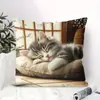 Funda de Almohada de Gato Más Vendida de Temu, Funda de Cojín Decorativa para el Hogar de Animales Linda y Divertida, Hecha a Medida y Disponible para Dropshipping