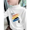 Ropa interior térmica de felpa cepillada para niños, cuello semi-alto, cálida para niños, top para bebé Otoño/Invierno, versátil para Otoño, ropa interior casual