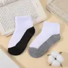 Calcetines Blancos Campus Primavera y Verano Niños Calcetines de Media Caña con Suela Gris Bloques de Color Estudiante Resistentes a las Manchas Niños y Niñas Calcetines Deportivos Absorbentes de Sudor