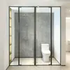 Mampara de Ducha Pivotante en Forma de T de Acero Inoxidable con Puerta Corredera de Cristal Templado de Apertura Plana para Separación de Zona Seca y Húmeda de Baño
