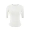 Camiseta Justa Spicy Girl de Cinco Mangas/Mangas Médias Feminina Verão 2026 Versátil Estilo Esportivo Ombro Normal Cor Sólida Camada de Base Tendência
