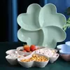 Placa de Frutas Criativa de Trevo de Quatro Folhas com Compartimento Secreto para Armazenamento para Lanches de Sala de Estar, Lanches de Trevo, Sobremesas, Prato de Frutas