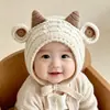 Gorro de Bebé Otoño Invierno Lindo Cordero Pequeño Cuerno Gorro de Lana Tejido Hecho a Mano Unisex para Bebé Invierno Cálido Gorro Protector de Orejas
