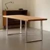 Mesa de Computador de Madeira Maciça Espessa Mesa de Escritório Moderna Simples Mesa para Jogos Mesa de Jantar para Casa Mesa de Estudo Retangular com Junta Reta