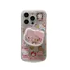 Capinha de celular magnética rosa fofa para 16promax para Apple 15pro suporte de música balançante 14pro13