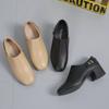 Zapatos Planos de Tacón Grueso con Boca Profunda para Mujer 2025 Nuevo Otoño Estilo Británico Tacón Medio Zapatos de Piel Suave Punta Cuadrada Tacón Alto Zapatos de Piel Suave para Mujer