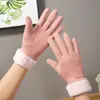Guantes de invierno para mujer con forro polar, engrosados, a prueba de frío, cálidos, cortavientos, para exteriores, equitación, conducción, tacto de terciopelo, algodón, venta al por mayor