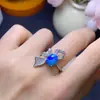 Venta Directa de Fábrica Venta Caliente Transfronteriza Anillo de Ópalo Azul Colorido Piedra Principal 7*9mm, Plata S925 Incrustación de Precisión