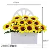 Girassol Flor Artificial Decoração Sala de Estar Mesa de Desktop Mesa de Jantar Decoração de Flores Planta Verde Falsa Plantas em Vasos Decorações Pequenos Enfeites