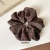 Scrunchie de tecido xadrez de alta qualidade para mulheres, elástico de cabelo para rabo de cavalo baixo estilo coreano, faixa de cabelo, acessório de cabelo para coque