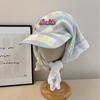 Sombrero baotou de cuadros coloridos pequeño fresco primavera y verano anti-ultravioleta circunferencia de cabeza grande cara pequeña sombrero con bufanda moda todo partido