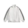 Sudadera Cardigan Retro Americana de Tres Rayas con Cuello Alto para Hombre, Otoño Tendencia Marca Ins Fresca Versátil Holgada Casual Chaqueta